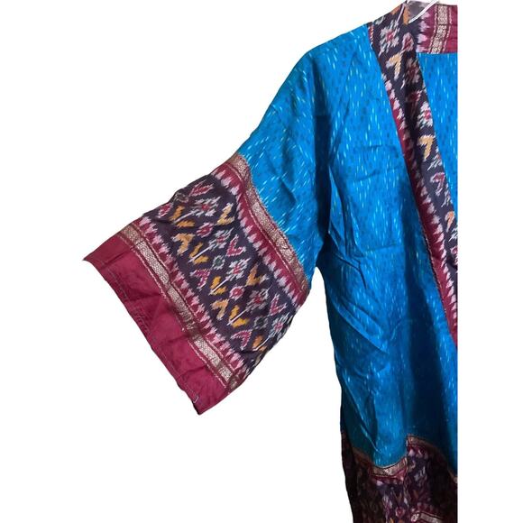 Kashi Silk Jacket Robe Kimono 100% Silk Open Front Boho Hippie One Size - Picture 4 of 12